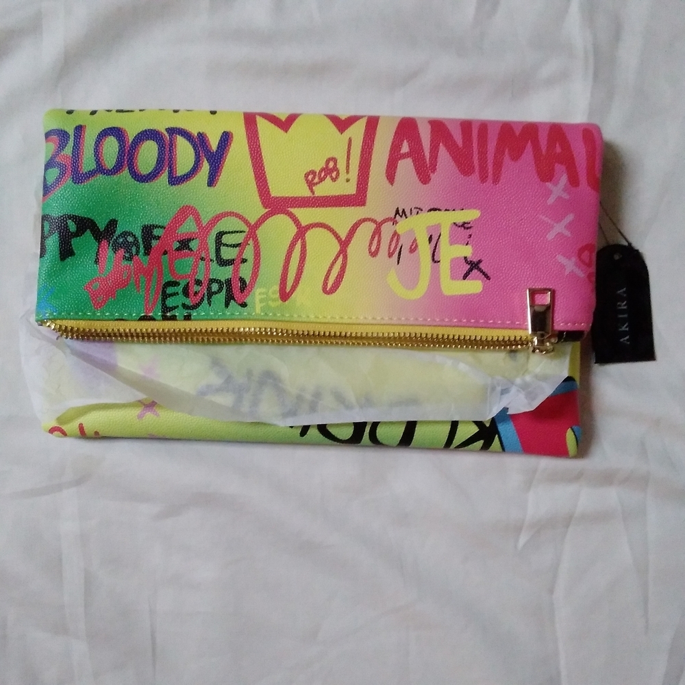 AKIRA Graphic Graffiti Clutch Handbag - Picture 4 of 10